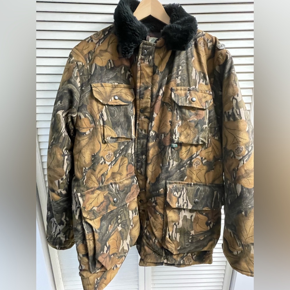 MENS Vintage Mossy Oak XL OG Foliage LEAF Strap Hunting Outdoor Woods Jacket USA
